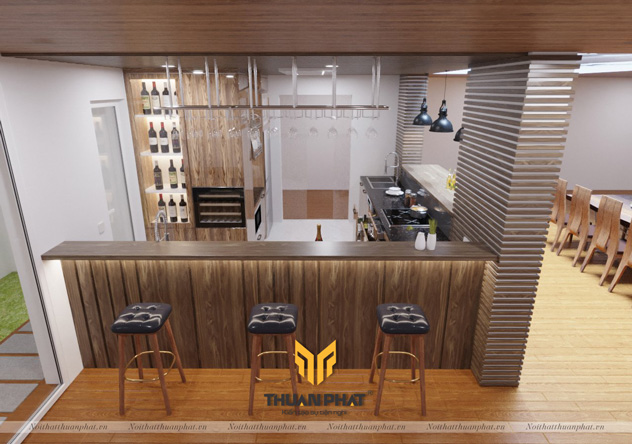 Tủ bếp inox cánh Acrylic cho biệt thự đẳng cấp