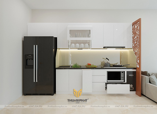 Tủ bếp Inox cánh Acrylic màu trắng ACI98