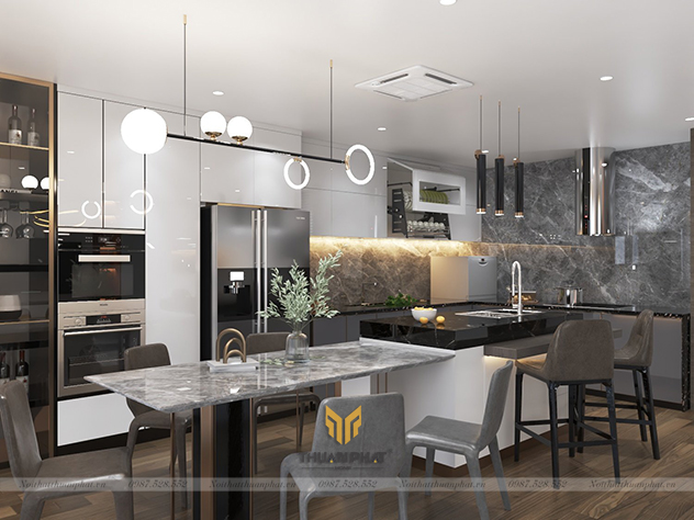 Tủ bếp Inox cánh Acrylic với thiết kế thời thượng