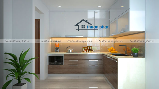 Tủ bếp inox cánh Acrylic ACI06