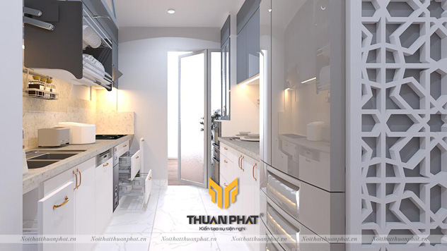 Tủ bếp inox cánh Acrylic ACI23