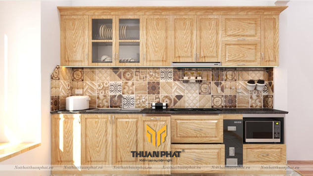 Tủ bếp Inox cánh gỗ Sồi Nga ISN10