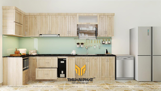 Tủ bếp Inox cánh gỗ Sồi Nga ISN11