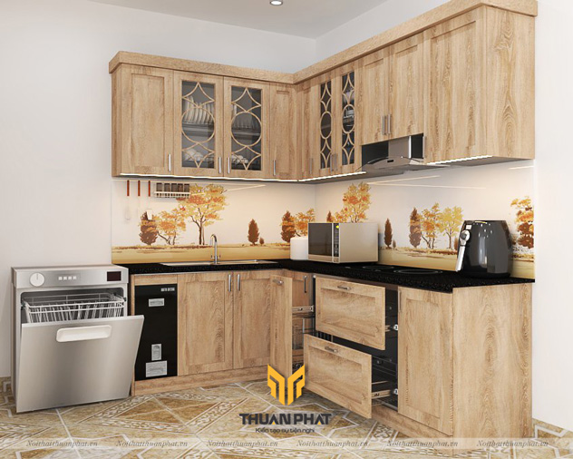 Tủ bếp Inox cánh gỗ Sồi Nga ISN12