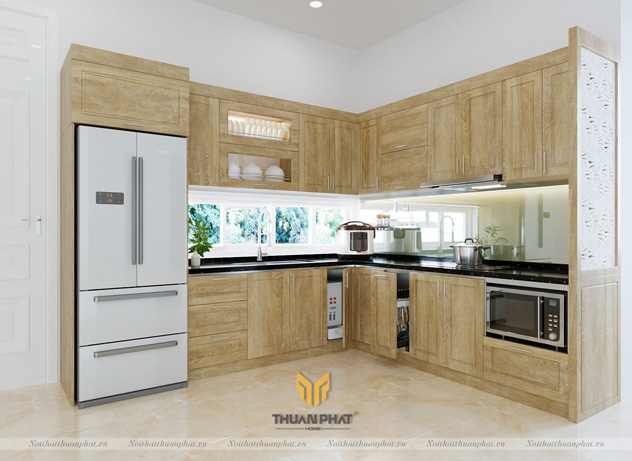 Tủ bếp Inox cánh gỗ Sồi Nga ISN17