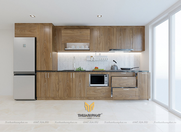 Tủ bếp Inox cánh gỗ Sồi Nga ISN19