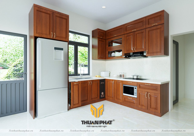 Tủ Bếp Thùng Inox cánh Gỗ Xoan Đào IXD11