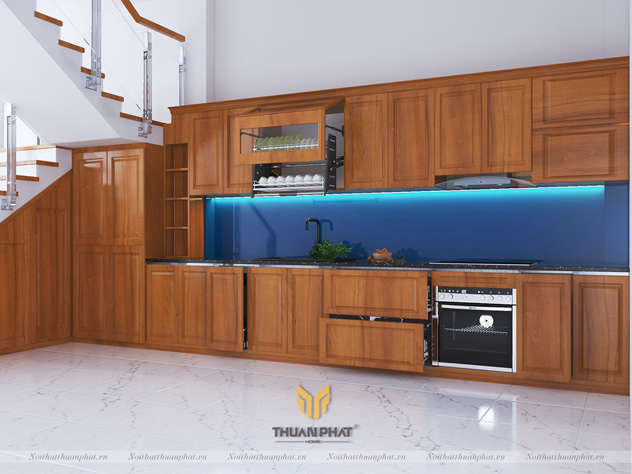 Tủ Bếp Thùng Inox cánh Gỗ Xoan Đào XD14