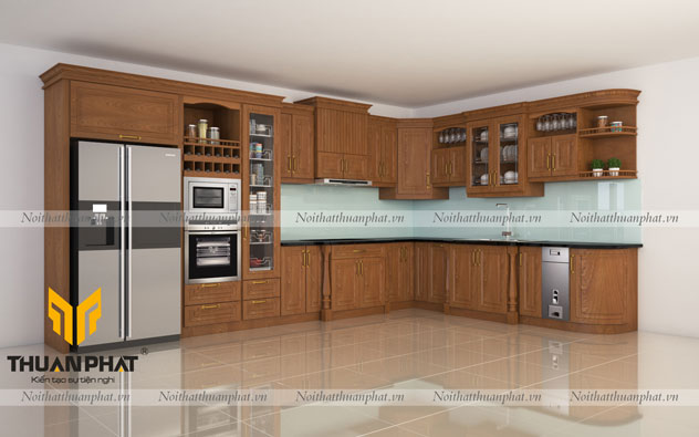 Tủ Bếp Thùng Inox cánh Gỗ Xoan Đào XD06