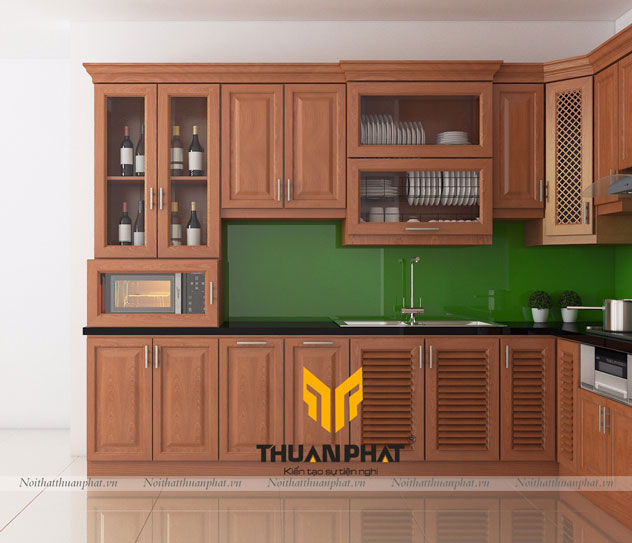 Tủ Bếp Thùng Inox cánh Gỗ Xoan Đào XD09