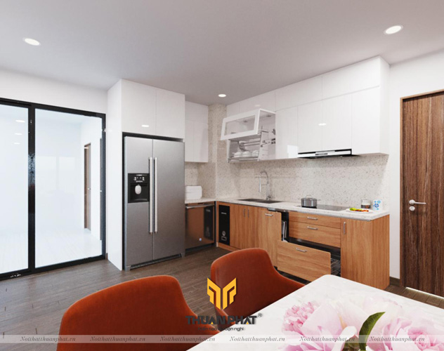 Tủ bếp Laminate kết hợp Acrylic LA08