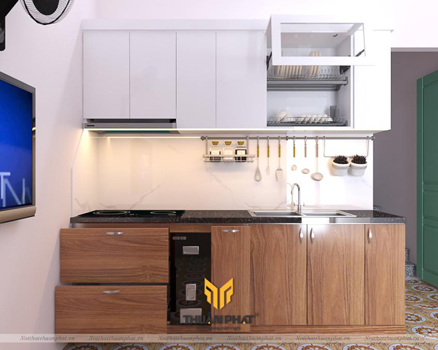 Tủ bếp nhựa Laminate kết hợp Acrylic