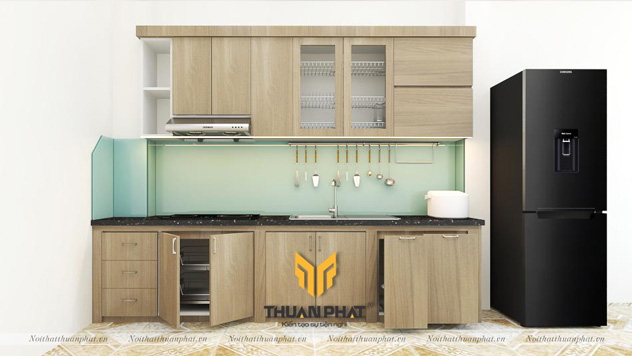Tủ bếp Melamine nhỏ gọn - hiện đại