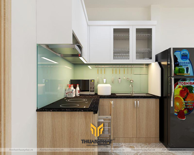 Tủ bếp Melamine nhỏ gọn, tối giản chi phí