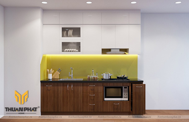 Tủ bếp Melamine nhỏ gọn, tối giản chi phí