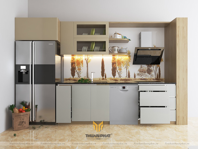 Tủ bếp Melamine hiện đại