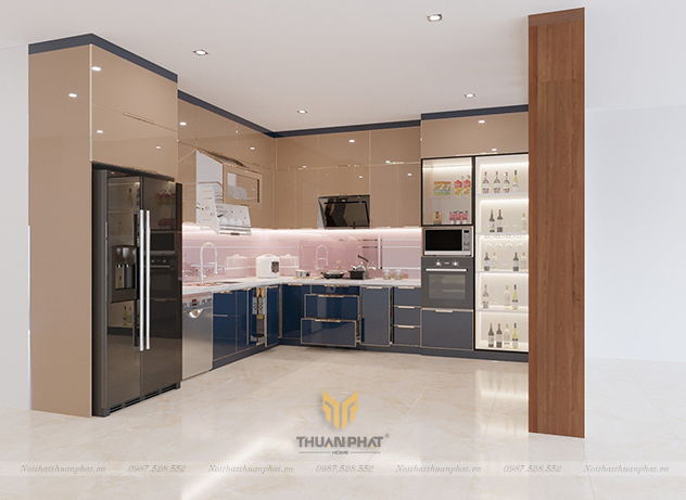 Tủ bếp inox cánh kính cường lực IK109