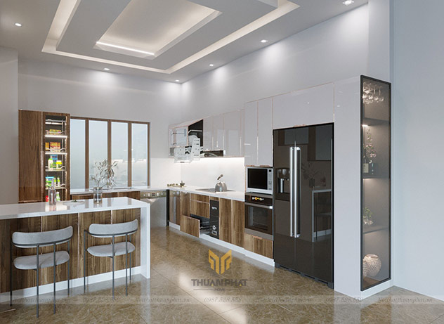 Tủ bếp inox cánh kính cường lực IK112