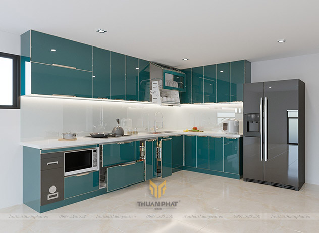 Tủ bếp inox cánh kính cường lực IK115