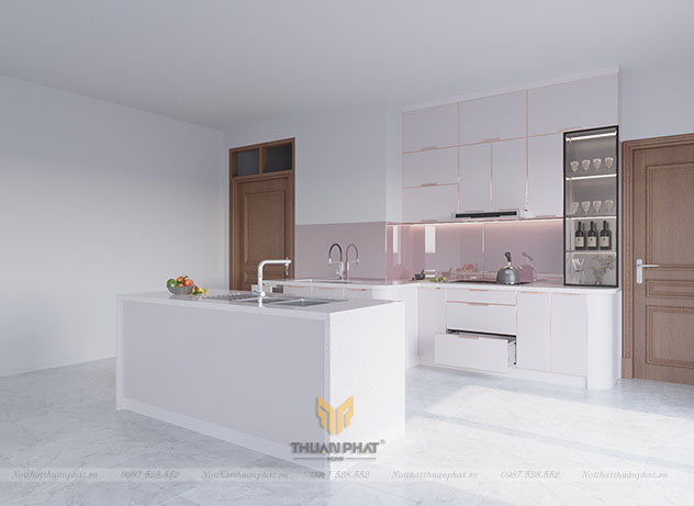 Tủ bếp inox cánh kính cường lực IK122