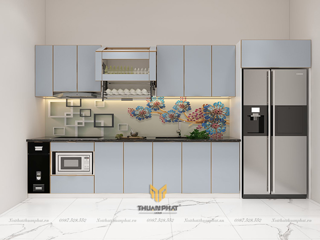 Tủ bếp inox cánh kính cường lực IK14