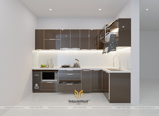 Tủ bếp inox cánh kính cường lực IK49