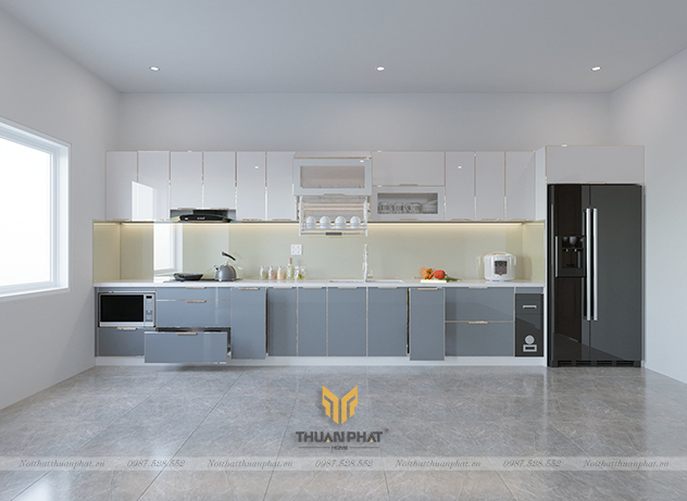 Tủ bếp inox cánh kính cường lực IK54