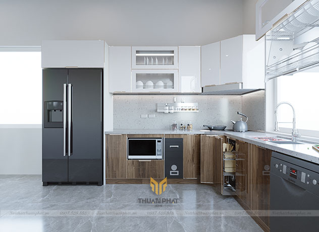 Tủ bếp inox cánh kính cường lực IK88