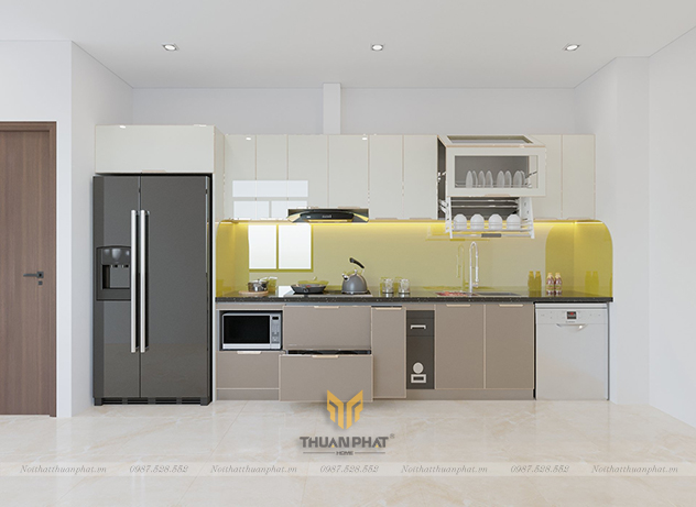 Tủ bếp inox cánh kính cường lực IK91