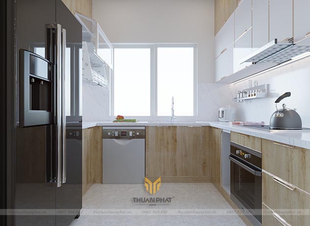 Tủ bếp inox cánh kính cường lực IK93