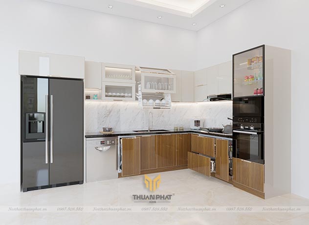 Tủ bếp inox cánh kính cường lực IK94