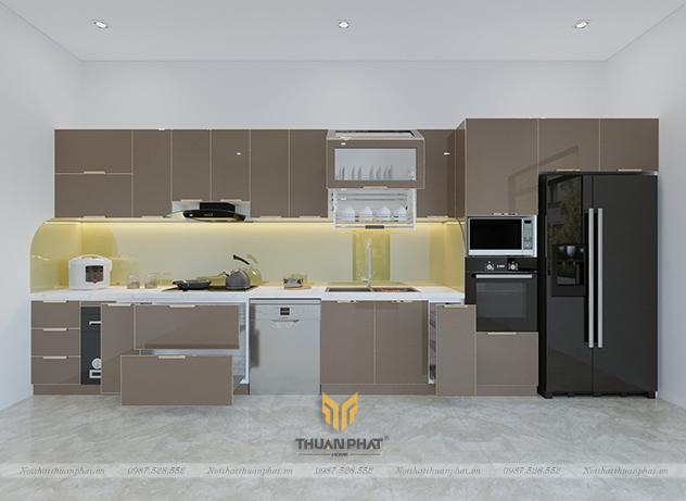 Tủ bếp inox cánh kính IK42